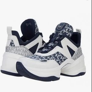 Michael Kors Olympia Trainer Jacquard Denim Multi Size 8